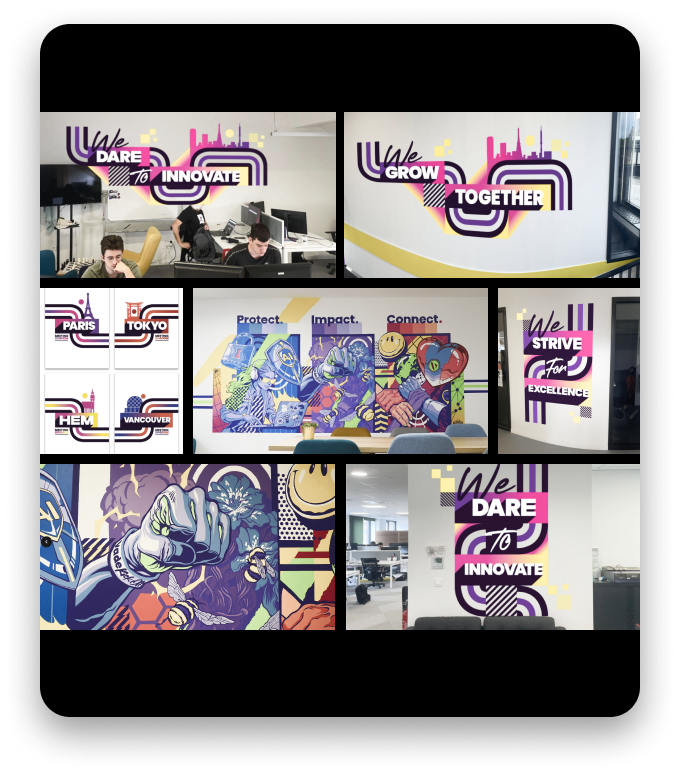 Fresque murale style street art pour la marque